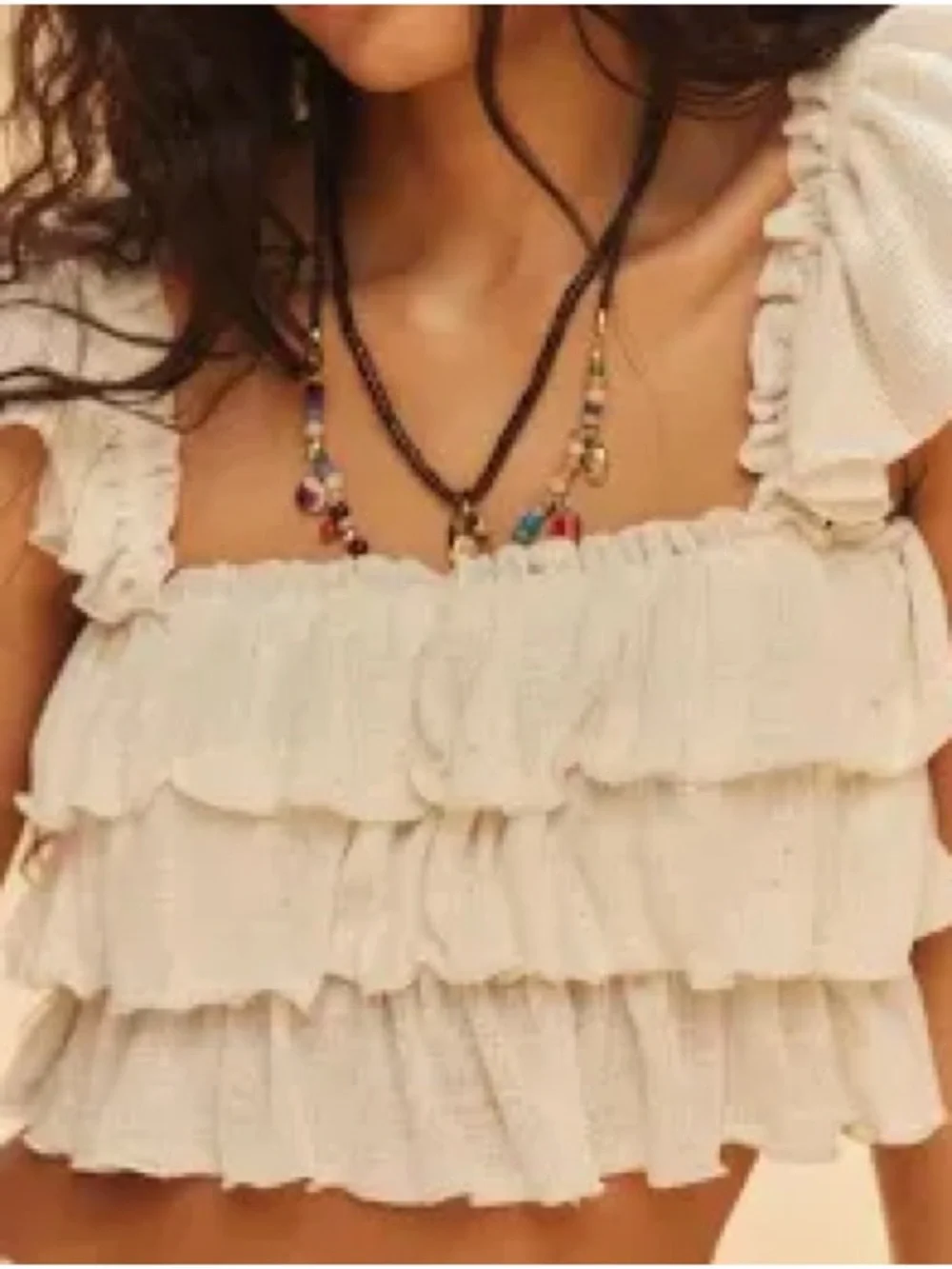 Free People Ribbed Ruffle Crop Top - Picture 1 of 4